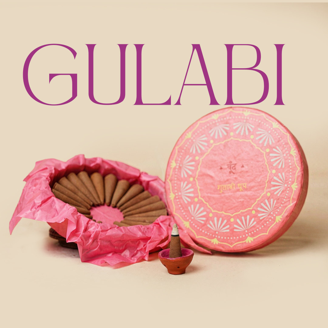 Gulabi I Damask Rose Incense Cones (Charcoal-free)