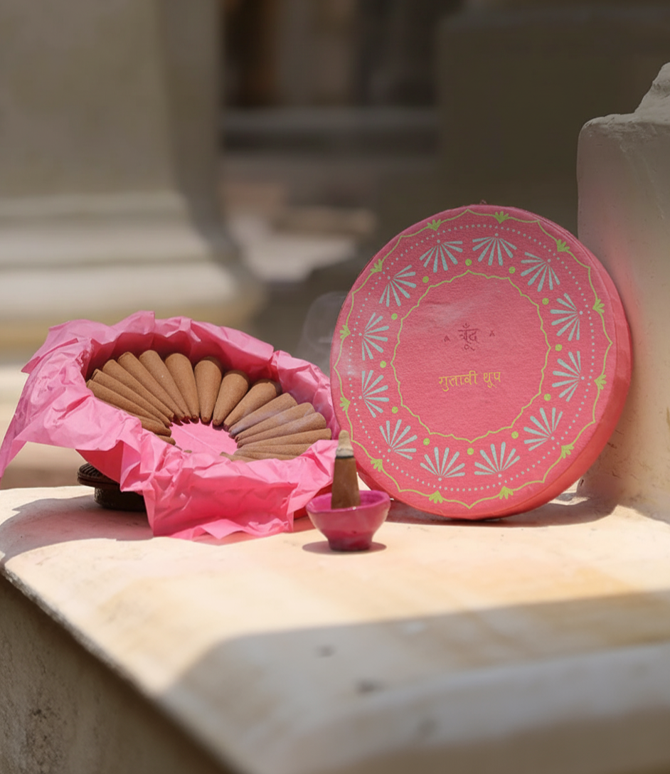 Gulabi I Damask Rose Incense Cones (Charcoal-free)