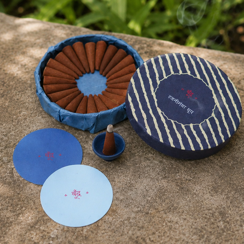 Rajnigandha | Indian Turberose Incense Cones (Charcoal-free)