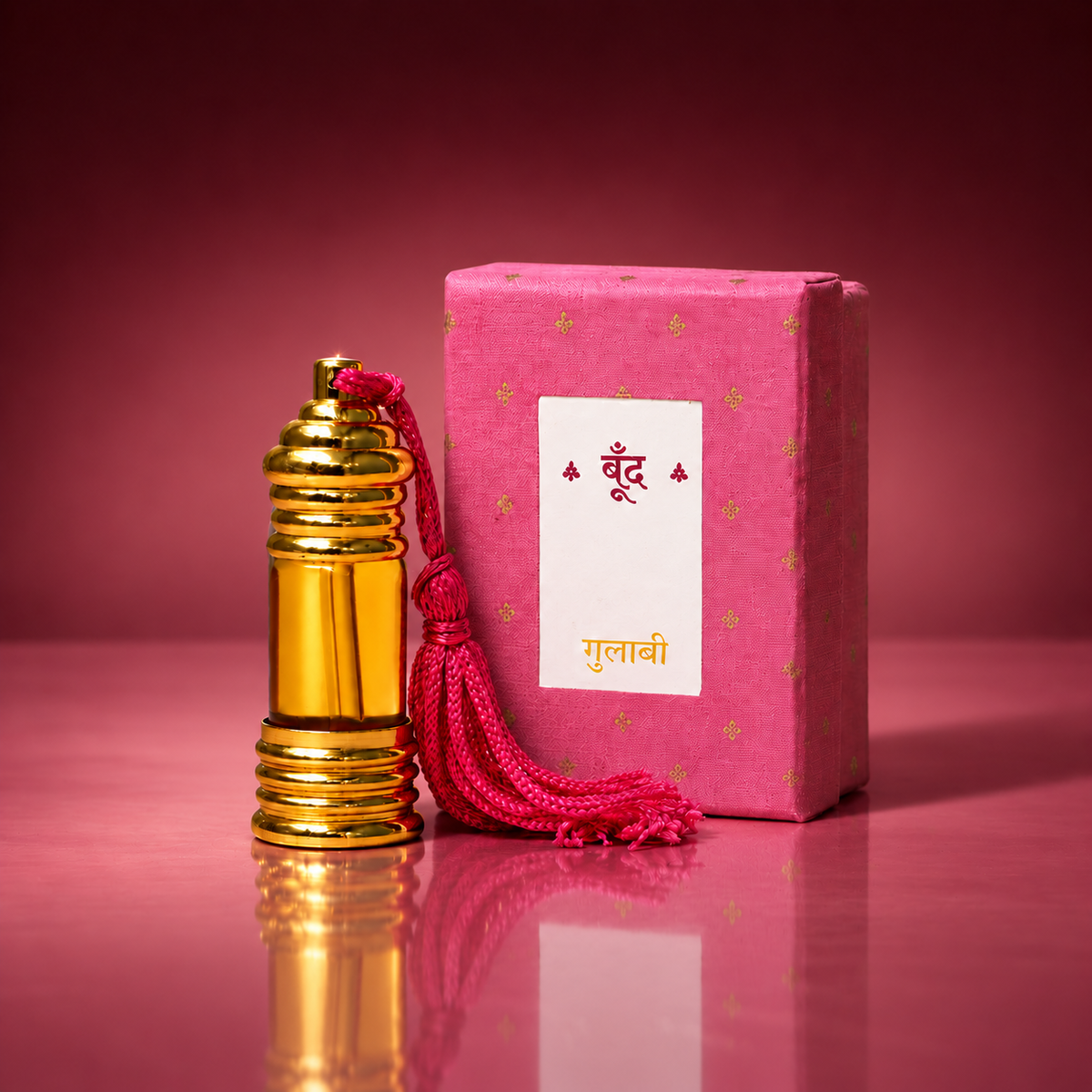Gulabi Damask Rose perfume oil bottle with its handmade box — Boond Naturals