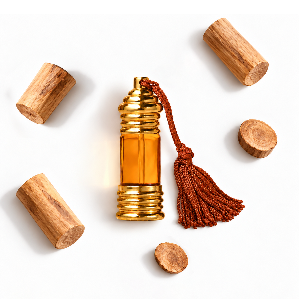 Sandali sandalwood perfume oil bottle with sandalwood pieces — Boond Naturals