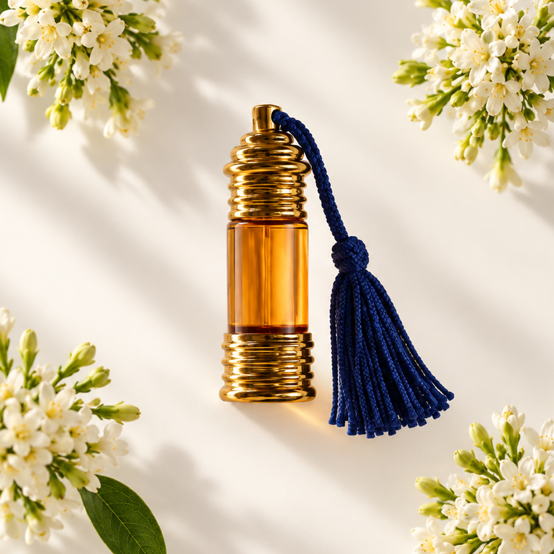 Satparni perfume oil bottle with satparni flowers — Boond Naturals